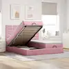 Image de vidaXL Cadre de lit ottoman avec matelas rose 180x200 cm velours