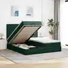 Image de vidaXL Cadre de lit ottoman avec matelas vert foncé 200x200 cm velours