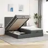 Image de vidaXL Cadre de lit ottoman avec matelas gris foncé 180x200cm tissu