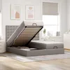 Image de vidaXL Cadre de lit Ottoman avec Matelas Taupe 180x200 cm Tissu, Cadre de lit, Cadre de lit rembourré, Cadre de lit Ottoman Simple