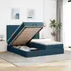 Image de vidaXL Cadre de lit ottoman avec matelas bleu foncé 200x200 cm velours