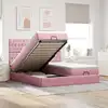 Image de vidaXL Cadre de lit ottoman avec matelas rose 180x200 cm velours