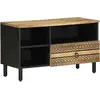 Image de vidaXL Meuble TV noir 80x33,5x46 cm bois massif manguier brut