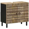 Image de vidaXL Armoire lavabo de Salle de Bain Noir Bois Massif de manguier