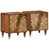 Image de vidaXL Cabinet de chevet avec porte 2 pcs Marron miel 40 x 33 x 46 cm