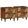Image de vidaXL Cabinet de Chevet avec tiroir 2 pcs Marron Miel 40 x 33 x 46 cm, Table de Rangement pour Chambre, Table de Nuit Moderne, Cabinet élégant pour Un déco stylé