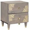 Image de vidaXL Cabinet de Chevet Gris 40 x 33 x 46 cm Bois de Mangue Massif, Table de Rangement pour Chambre, Table de Nuit Moderne, Cabinet élégant pour Un déco stylé