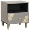 Image de vidaXL Cabinet de Chevet Gris 40 x 33 x 46 cm Bois de Mangue Massif, Cabinet de Chevet stylé, Meuble de Nuit Moderne, Table compacte, Rangement Pratique, Organisateur de Chambre Minimaliste