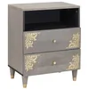 Image de vidaXL Cabinet de Chevet Gris 50 x 33 x 62 cm Bois de manguier Massif, Table de Nuit Chic, Rangement Moderne avec tiroir Compact, Pratique pour Chambres contemporaines