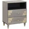 Image de vidaXL Cabinet de chevet Gris 50 x 33 x 62 cm Bois de mangue massif
