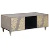 Image de vidaXL Table Basse Gris 100 x 54 x 40 cm Bois de Mangue Massif, Table Basse de Rangement Artistique, Salon Moderne, Accent Chic, Bois Massif Durable, fonctionnalité