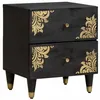 Image de vidaXL Cabinet de chevet Noir 40 x 33 x 46 cm Bois de mangue massif, Table de chevet stylée, rangement confortable, table moderne et minimaliste, organisateur de chambre fonctionnel, look bois de mang