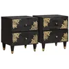 Image de vidaXL Cabinet de Chevet avec tiroir 2 pcs Noir 40 x 33 x 46 cm, Table de Chevet stylée, Rangement Confortable, Table Moderne et Minimaliste, Organisateur de Chambre Fonctionnel, Look Bois de Mangue