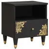 Image de vidaXL Cabinet de Chevet Noir 40 x 33 x 46 cm Bois de Mangue Massif, Cabinet de Chevet stylé, Meuble de Nuit Moderne, Table compacte, Rangement Pratique, Organisateur de Chambre Minimaliste