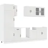 Image de vidaXL Ensemble de 8 meubles de cuisine "Kalmar" en bois d'ingénierie blanc brillant