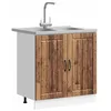 Image de vidaXL Meuble de Cuisine Lucca avec éviers Doubles Bois Ancien, Bois d ingénierie