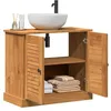 Image de vidaXL Meuble sous évier Vigo Marron et Marron Miel 68 x 34 x 59 cm, Meuble de Salle de Bain Vintage, Armoire en pin rectangulaire, Organisateur Pratique, Gain de Place sous l'évier