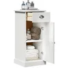 Image de vidaXL Meuble de Salle de Bain avec Porte Vigo Blanc 37,5 x 34 x 80 cm, Rangement de Salle de Bain Moderne, Cabinet rectangulaire en Bois de pin, Organisateur élégante et Minimaliste