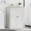 Image de vidaXL Armoire de salle de bain avec porte VIGO Blanc et Blanc Antique