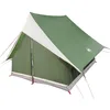 Image de vidaXL Tente familiale avec Toit Vert et Blanc 315 x 286 x 200 cm, Tente de Camping Portable, Moderne, imperméable, résistant aux UV, abri Familial léger pour l’extérieur, Compact