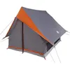 Image de vidaXL Tente familiale avec Toit Gris et Orange 315 x 286 x 200 cm, Tente de Camping Portable, Moderne, imperméable, résistant aux UV, abri Familial léger pour l’extérieur, Compact