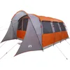 Image de vidaXL Tente familiale avec Toit Gris et Orange 576 x 325 x 213 cm, Tente de Jardin pour Camping en Famille, Design Moderne, matériaux Anti-UV, abri imperméable, Vie en Plein air
