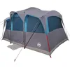 Image de vidaXL Tente familiale avec Toit Bleu et Gris 435 x 255 x 216 cm, Tente de Camping Pliable, abri Moderne pour Famille, imperméable et résistant aux UV pour Jardin et terrasse