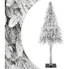 Image de vidaXL Sapin de Noël Artificiel avec Support Blanc 86 x 86 x 210 cm, Sapin de Noël factice, en Forme de cône Moderne, décorations pour Affichage intérieur et extérieur