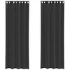 Image de vidaXL Rideaux en Voile avec oeillets 2 pcs Noir 140x300 cm, Rideau en Filet, Rideau Transparent, Voile de fenêtre, Traitement de fenêtre