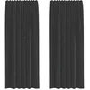 Image de vidaXL Rideaux en Voile avec Passe-Tringle 2 pcs Noir, Rideau en Filet, Rideau Transparent, Voile de fenêtre, Traitement de fenêtre