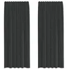 Image de vidaXL Rideaux en Voile avec Passe-tringles 2 pcs Noir, Rideau en Filet, Rideau Transparent, Voile de fenêtre, Traitement de fenêtre