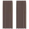 Image de vidaXL Rideaux en Voile avec Passe-tringles 2 pcs Marron, Rideau en Filet, Rideau Transparent, Voile de fenêtre, Traitement de fenêtre