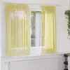 Image de vidaXL Rideaux en voile avec passe-tringles 2 pcs jaune
