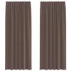 Image de vidaXL Rideaux en Voile avec Passants 2 pcs Marron, Rideau en Filet, Rideau Transparent, Voile de fenêtre, Traitement de fenêtre