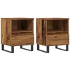 Image de vidaXL Tables de Chevet 2 pcs Vieux Bois 40x35x50 cm Bois d’ingénierie, Table d'appoint, Armoire de lit, Table d'appoint pour la Chambre