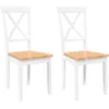 Image de vidaXL Chaises à Manger 2 pcs Blanc Bois Massif Caoutchouc, Chaise à dîner, Chaise, Chaise de Salon, chaises à dîner, Chaise de Cuisine