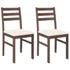 Image de vidaXL Chaises à Manger Coussins 2 pcs Marron Bois Massif Caoutchouc, Chaise à dîner, Chaise, Chaise de Salon, chaises à dîner, Chaise de Cuisine