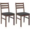 Image de vidaXL Chaises à Manger Coussins 2 pcs Marron Bois Massif Caoutchouc, Chaise à dîner, Chaise, Chaise de Salon, chaises à dîner, Chaise de Cuisine