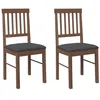 Image de vidaXL Chaises à Manger Coussins 2 pcs Marron Bois Massif Caoutchouc, Chaise à dîner, Chaise, Chaise de Salon, chaises à dîner, Chaise de Cuisine
