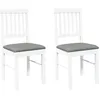 Image de vidaXL Chaises à Manger Coussins 2 pcs Blanc Bois Massif Caoutchouc, Chaise à dîner, Chaise, Chaise de Salon, chaises à dîner, Chaise de Cuisine