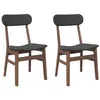 Image de vidaXL Chaises à Manger Coussins 2 pcs Marron Bois Massif Caoutchouc, Chaise à dîner, Chaise, Chaise de Salon, chaises à dîner, Chaise de Cuisine