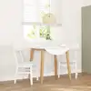Image de vidaXL Chaises à manger 2 pcs blanc bois massif caoutchouc