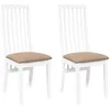 Image de vidaXL Chaises à Manger Coussins 2 pcs Blanc Bois Massif Caoutchouc, Chaise à dîner, Chaise, Chaise de Salon, chaises à dîner, Chaise de Cuisine