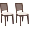 Image de vidaXL Chaises à Manger Coussins 2 pcs Marron Bois Massif Caoutchouc, Chaise à dîner, Chaise, Chaise de Salon, chaises à dîner, Chaise de Cuisine