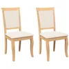 Image de vidaXL Chaises à Manger Coussins 2 pcs Naturel Bois Massif Caoutchouc, Chaise à dîner, Chaise, Chaise de Salon, chaises à dîner, Chaise de Cuisine
