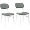 Image de vidaXL Chaises à Manger Coussins 2 pcs Blanc Bois Massif Caoutchouc, Chaise à dîner, Chaise, Chaise de Salon, chaises à dîner, Chaise de Cuisine
