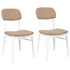 Image de vidaXL Chaises à Manger Coussins 2 pcs Blanc Bois Massif Caoutchouc, Chaise à dîner, Chaise, Chaise de Salon, chaises à dîner, Chaise de Cuisine