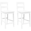 Image de vidaXL Tabourets de Bar 2 pcs Blanc Bois Massif d'hévéa