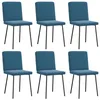 Image de vidaXL Chaises à Manger Lot de 6 Bleu Velours