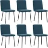 Image de vidaXL Chaises à manger lot de 6 bleu velours